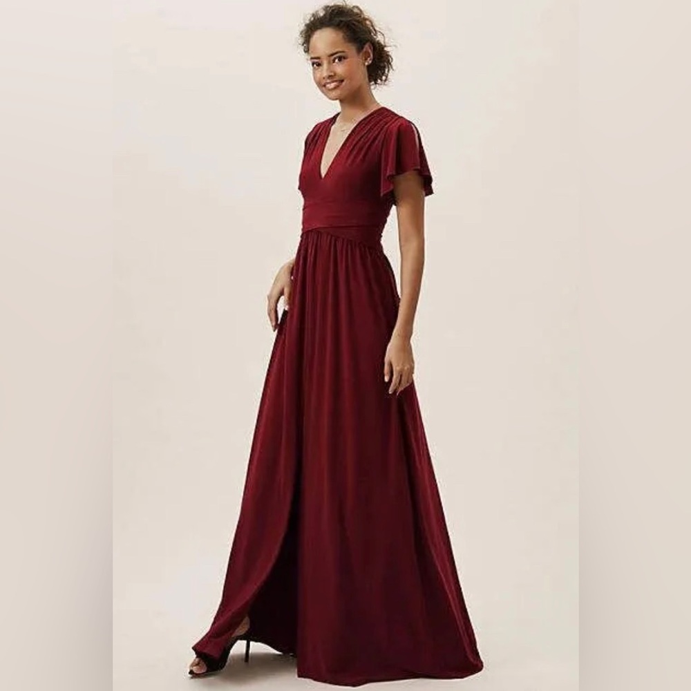 BHLDN Burgundy Bridesmaid Wedding Dress Long Size 4